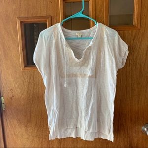 J. Crew Embroidered Short Sleeve Top in White Size XS